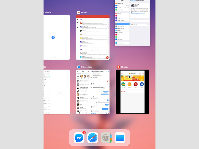 Tắt các ứng dụng ngầm bằng cách vuốt ứng dụng lên trên